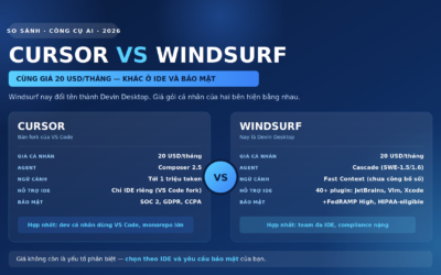 Windsurf vs Cursor: So sánh chi tiết và nên chọn cái nào (2026)
